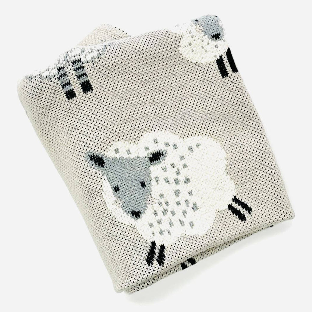Organic Cotton 3D Knit Baby Blanket - Happy Sheep | Medium Weight - Freshie & Zero Studio Shop