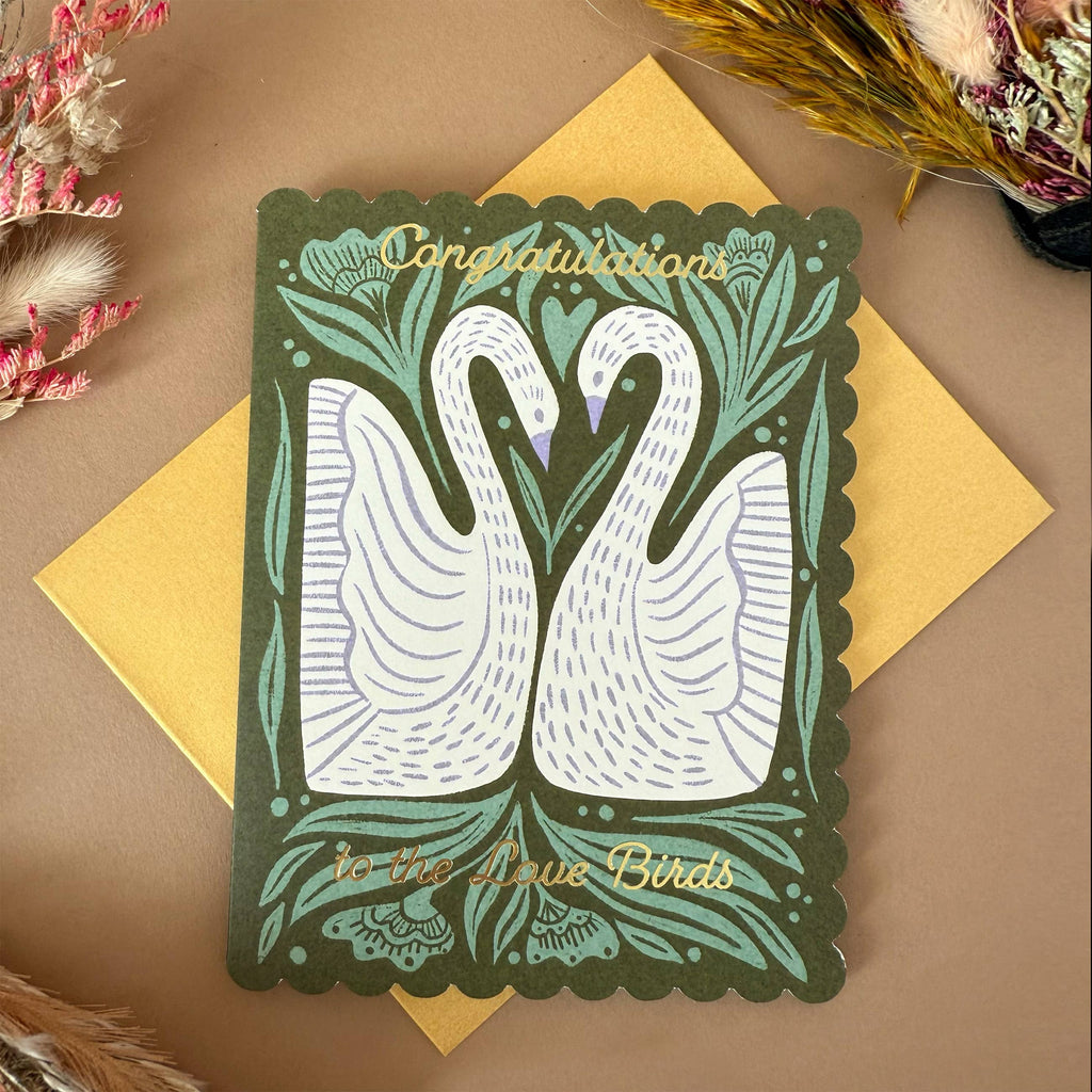 Wedding Folk Swans Card - Freshie & Zero Studio Shop