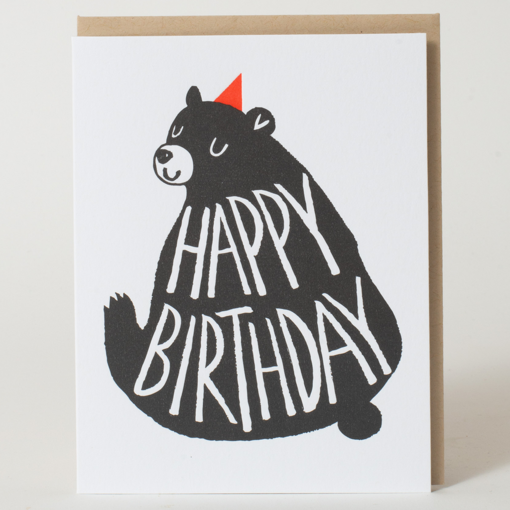 Black Bear Birthday Letterpress Greeting Card by Fugu Fugu: Paper tab - Freshie & Zero Studio Shop