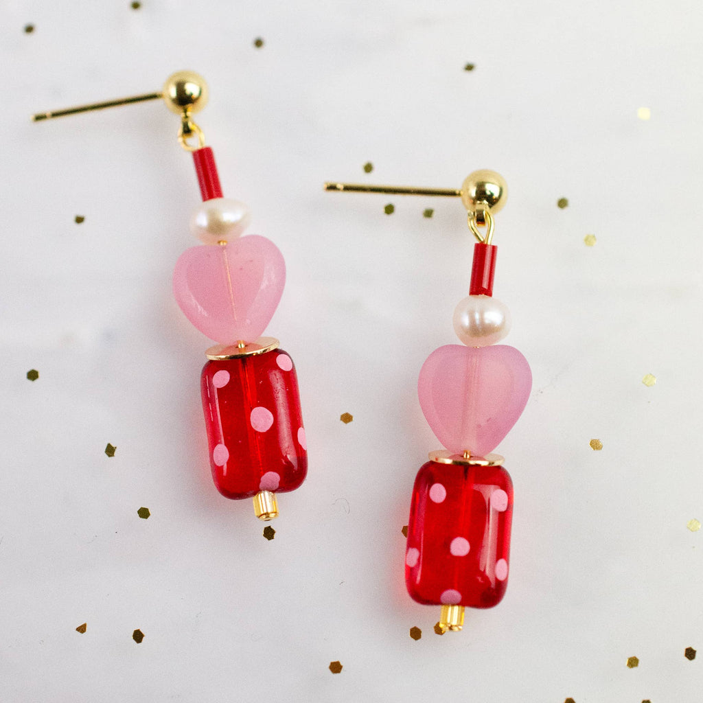 Valentina Polka Dot Heart Earrings - Freshie & Zero Studio Shop