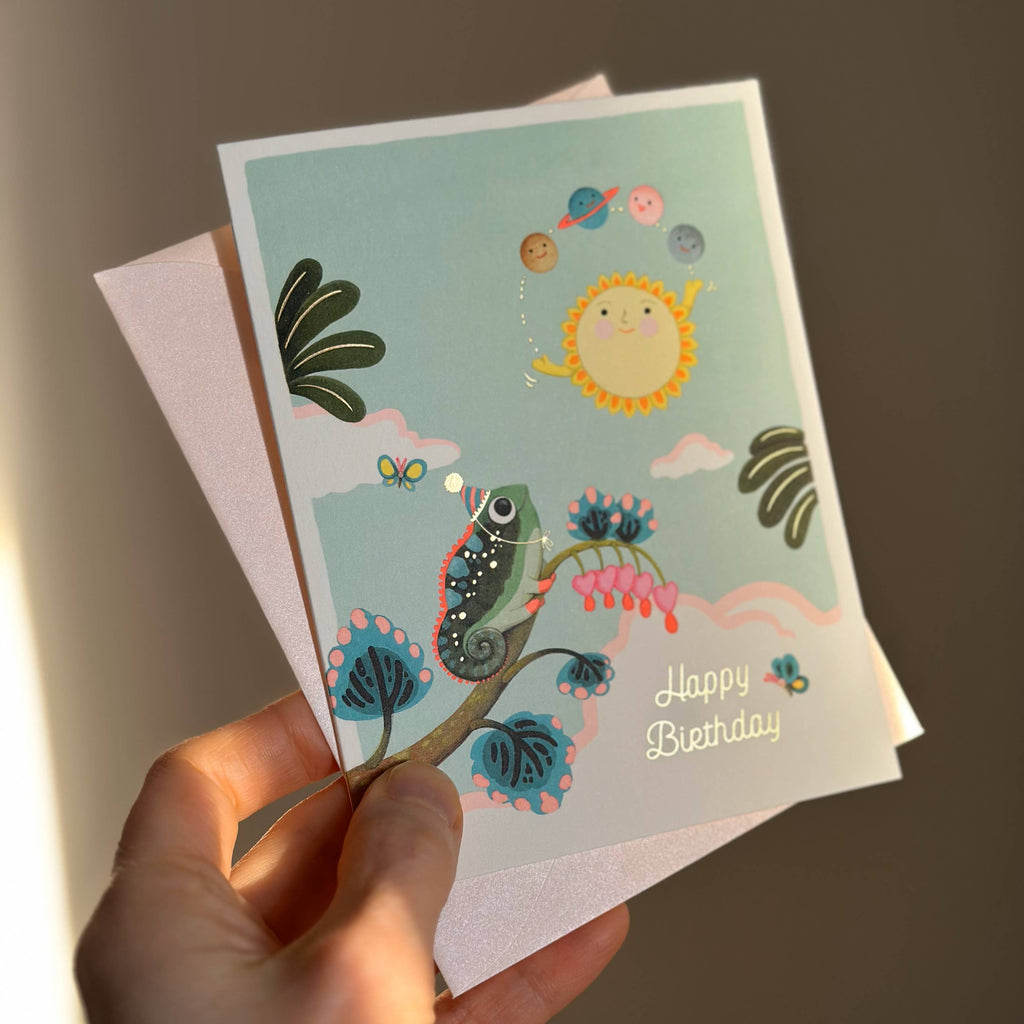 Solar Juggle Birthday Greeting Card - Freshie & Zero Studio Shop