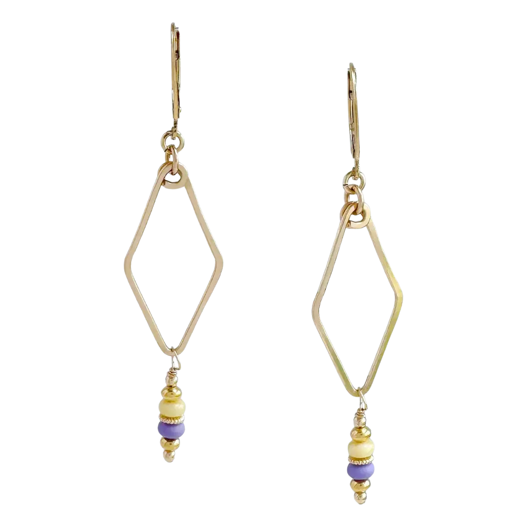 Gold Mirage Earrings - lilac, yellow - Freshie & Zero Studio Shop