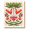 Folk Birthday Birds Birthday Illustrated Gold Foil Card - Freshie & Zero Studio Shop