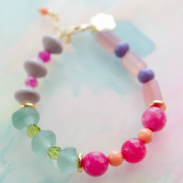 Gemstone Bracelet - Pink and Green - Freshie & Zero Studio Shop