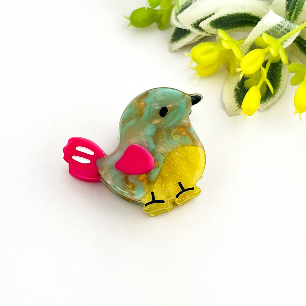 🐦 Mini Bird Cute & Whimsical Animal Acetate Hair Claw Clip: Yellow - Freshie & Zero Studio Shop