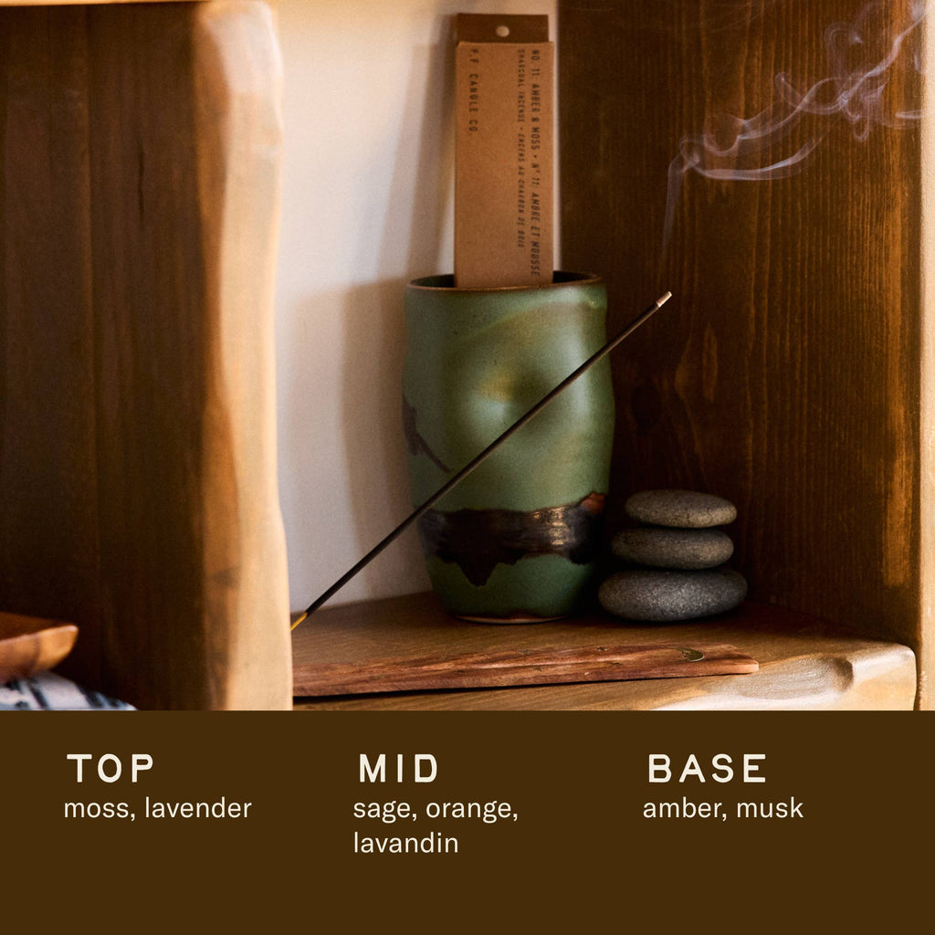 P.F. Candle Co. Incense: Amber & Moss - Freshie & Zero Studio Shop