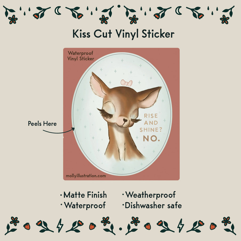 Rise and Shine Deer Waterproof Vinyl Sticker - Freshie & Zero Studio Shop