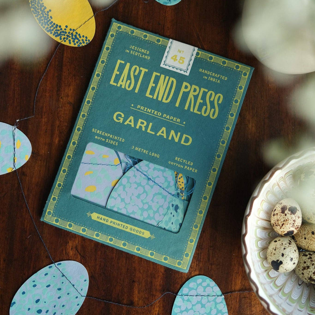 Blue Eggs Screen Printed Paper Garland - Freshie & Zero Studio Shop