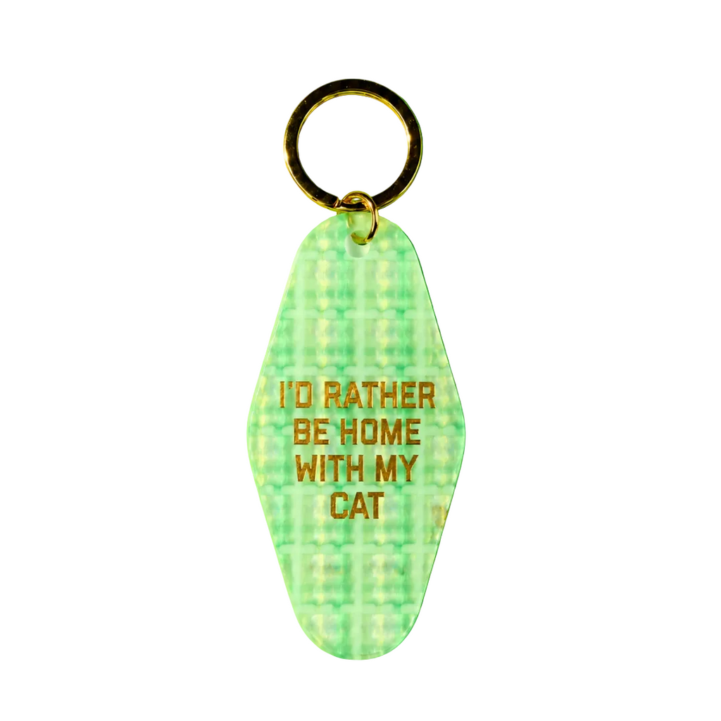I'd Rather Be at Home with My Cat Keychain - Freshie & Zero Studio Shop