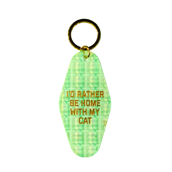 I'd Rather Be at Home with My Cat Keychain - Freshie & Zero Studio Shop