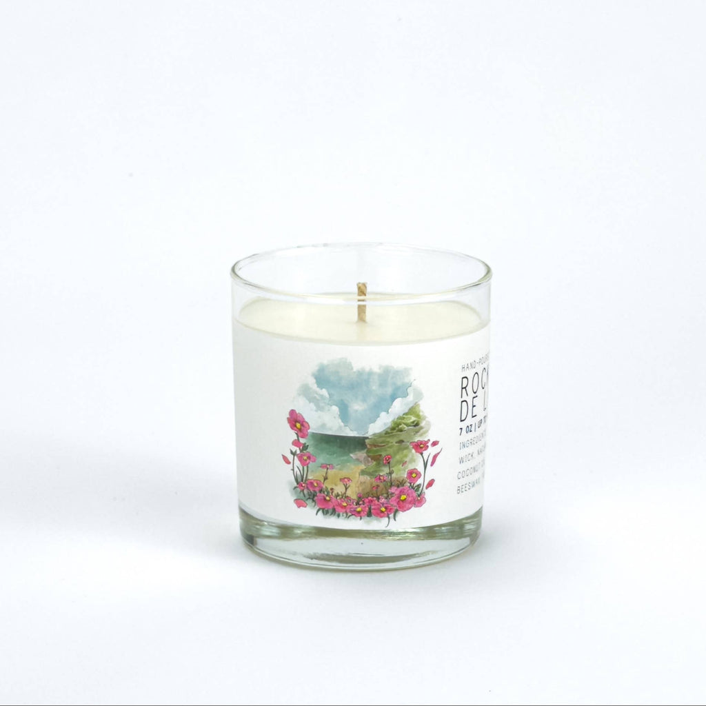 Rockrose de la Mer Medium Glass Candle by Just Bee - Freshie & Zero Studio Shop