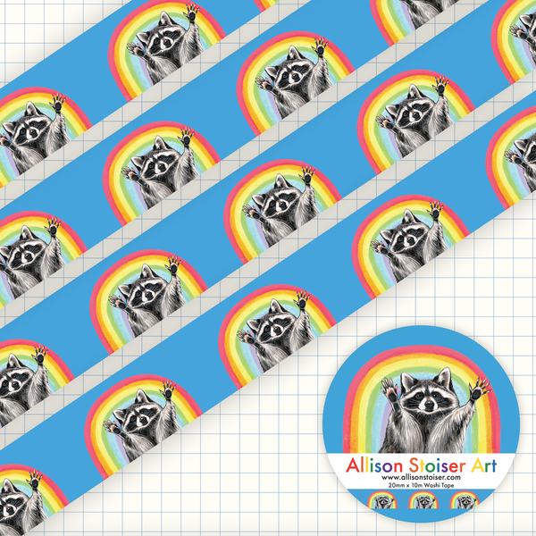 Rainbow Raccoon Washi Tape - Freshie & Zero Studio Shop