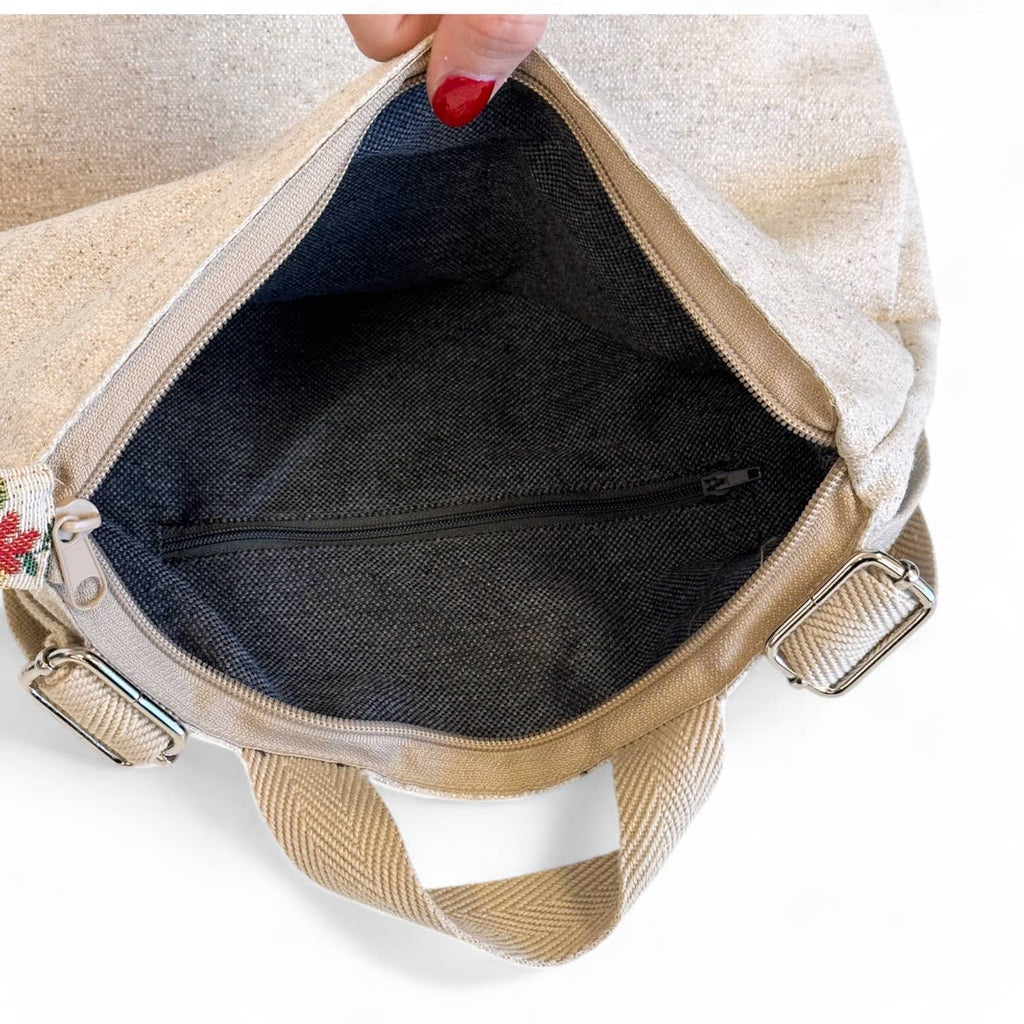 The Modern Backpack: Beige/Floral Blum - Freshie & Zero Studio Shop