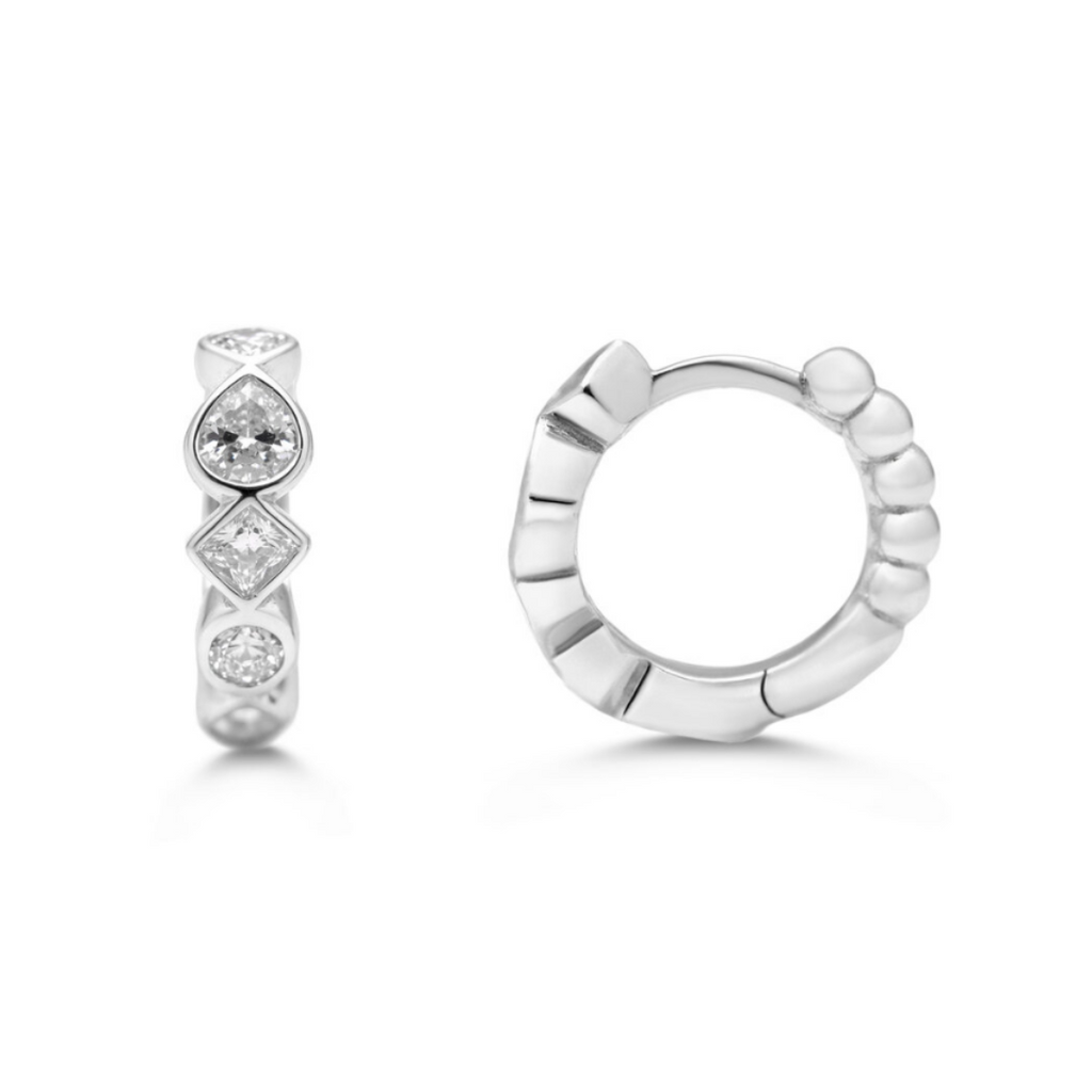 You're a Gem Huggie Hoop Earrings - Sterling Silver - Freshie & Zero Studio Shop