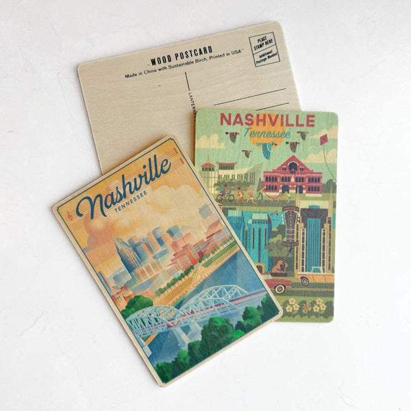 Nashville Geometric City Wooden Postcard - Freshie & Zero Studio Shop