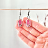 Pink Small Oval Clay Earrings with Gold Lines - Freshie & Zero Studio Shop