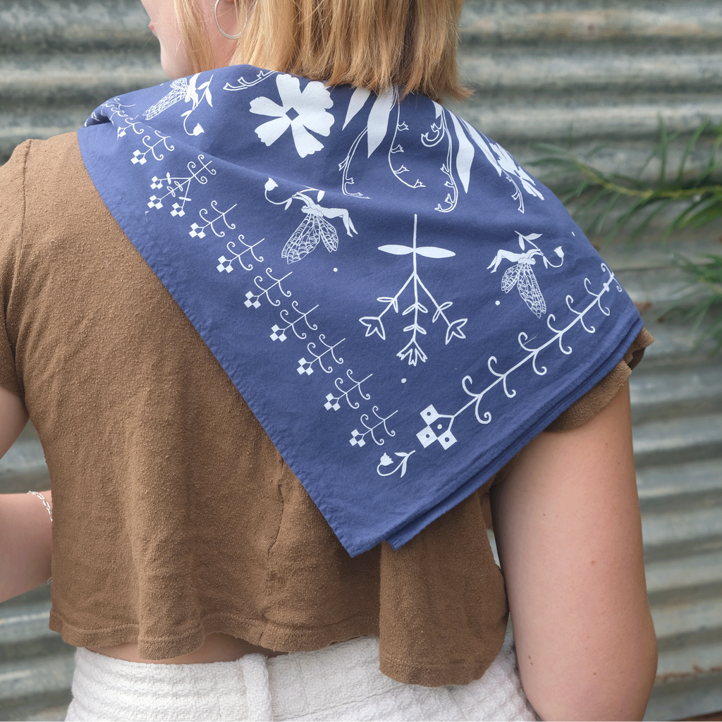 Hedgerow Bandana - Fairy, Floral, Graphic Print & Gift - Freshie & Zero Studio Shop