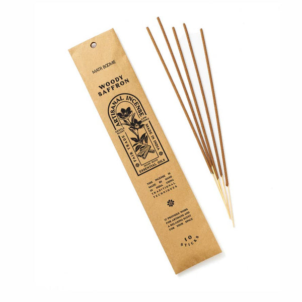 Woody Saffron Incense - 10 Sticks, Low Smoke - Freshie & Zero Studio Shop