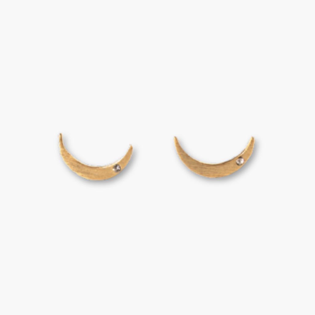 Crescent Moon Gold Stud Earrings - Freshie & Zero Studio Shop