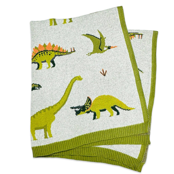Organic Cotton Baby Blanket - Dinosaurs - Freshie & Zero Studio Shop