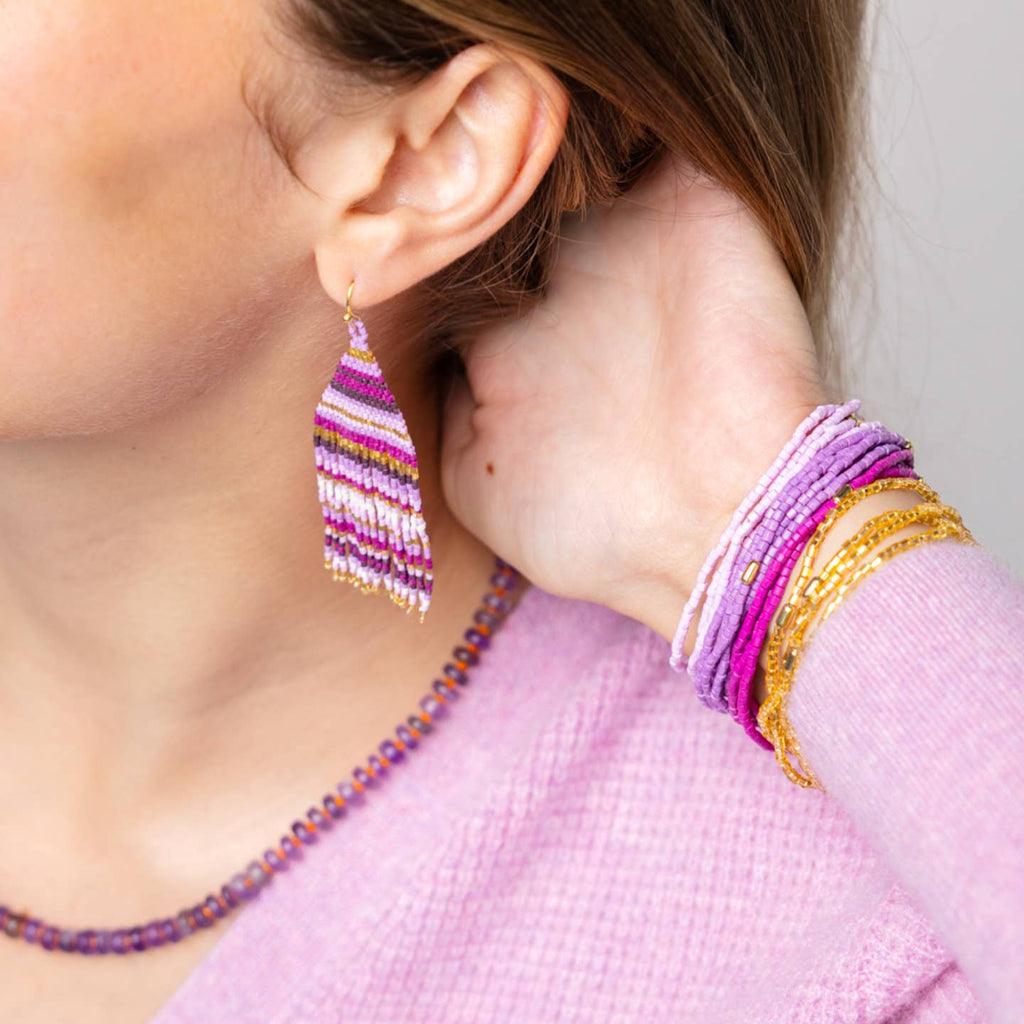 Chelsea Luxe Purple Beaded Bracelet Stack of 18 - Freshie & Zero Studio Shop