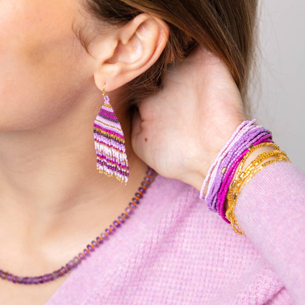 Chelsea Luxe Purple Beaded Bracelet Stack of 18 - Freshie & Zero Studio Shop