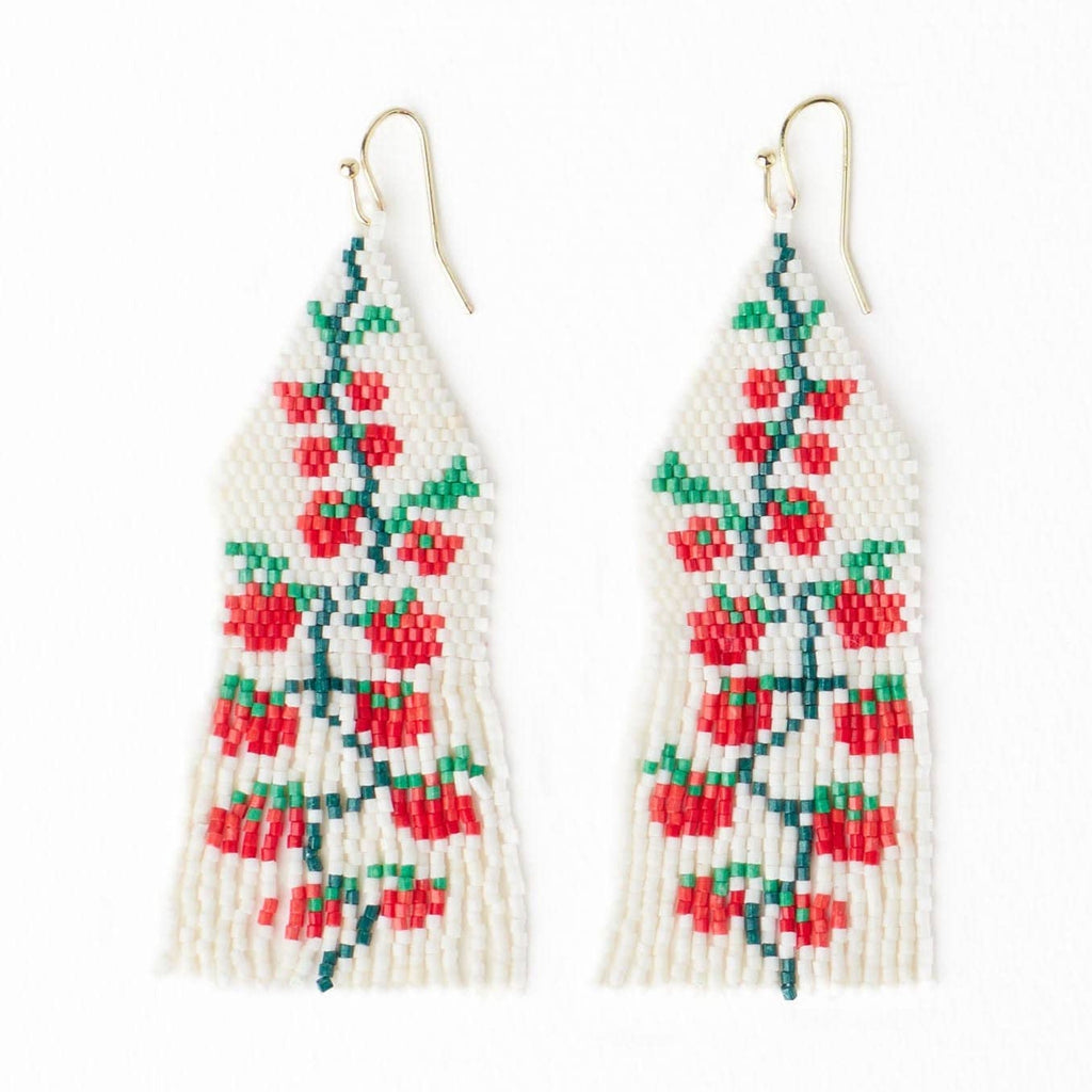 Delilah Tomato Beaded Fringe Earrings - Freshie & Zero Studio Shop
