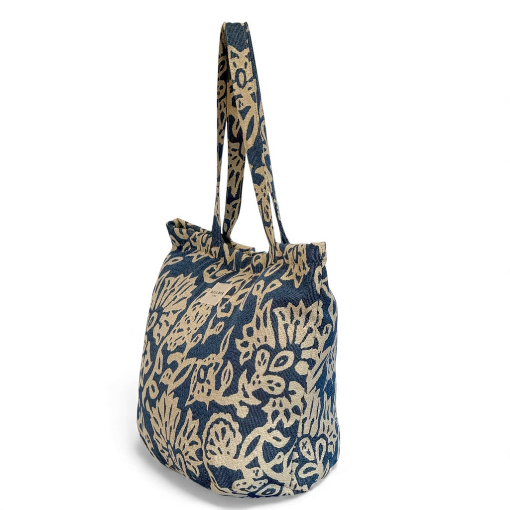 Large Zippered Bag: blue floral - Freshie & Zero Studio Shop