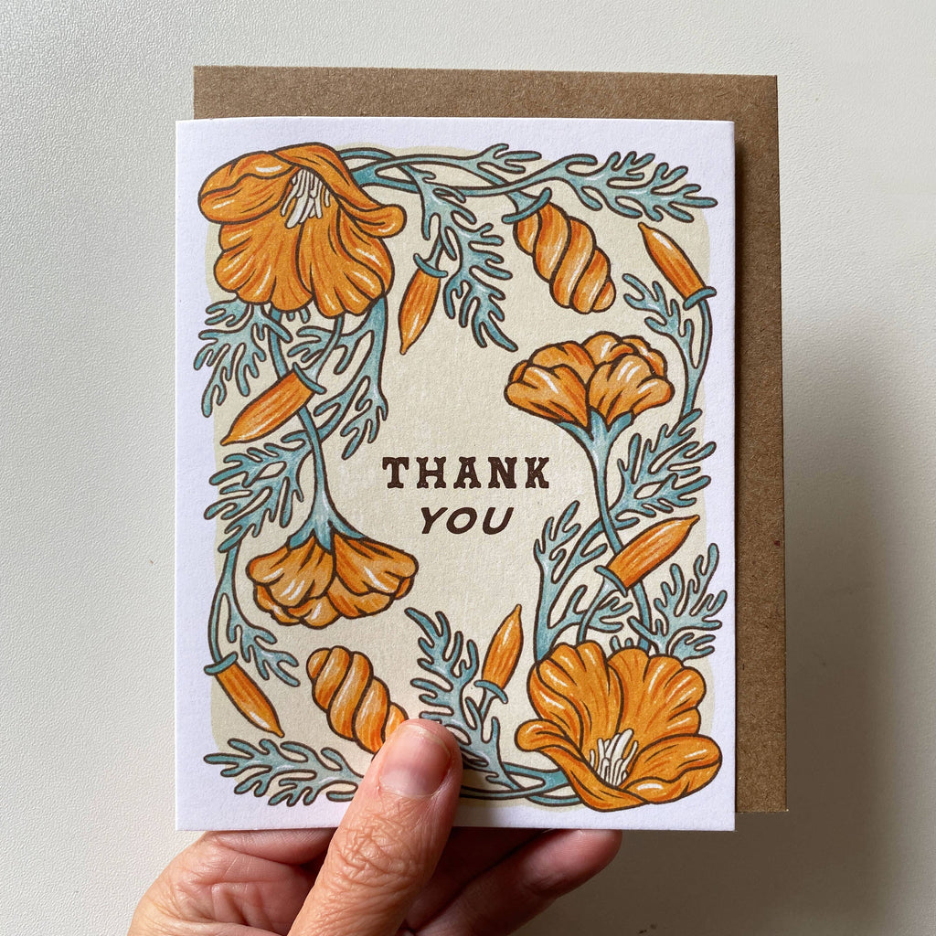 Thank You California Poppy Card - Freshie & Zero Studio Shop