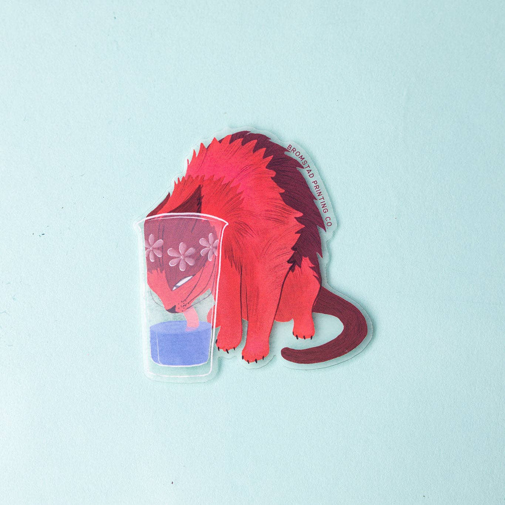 Hydrated Cat Clear Sticker - Freshie & Zero Studio Shop