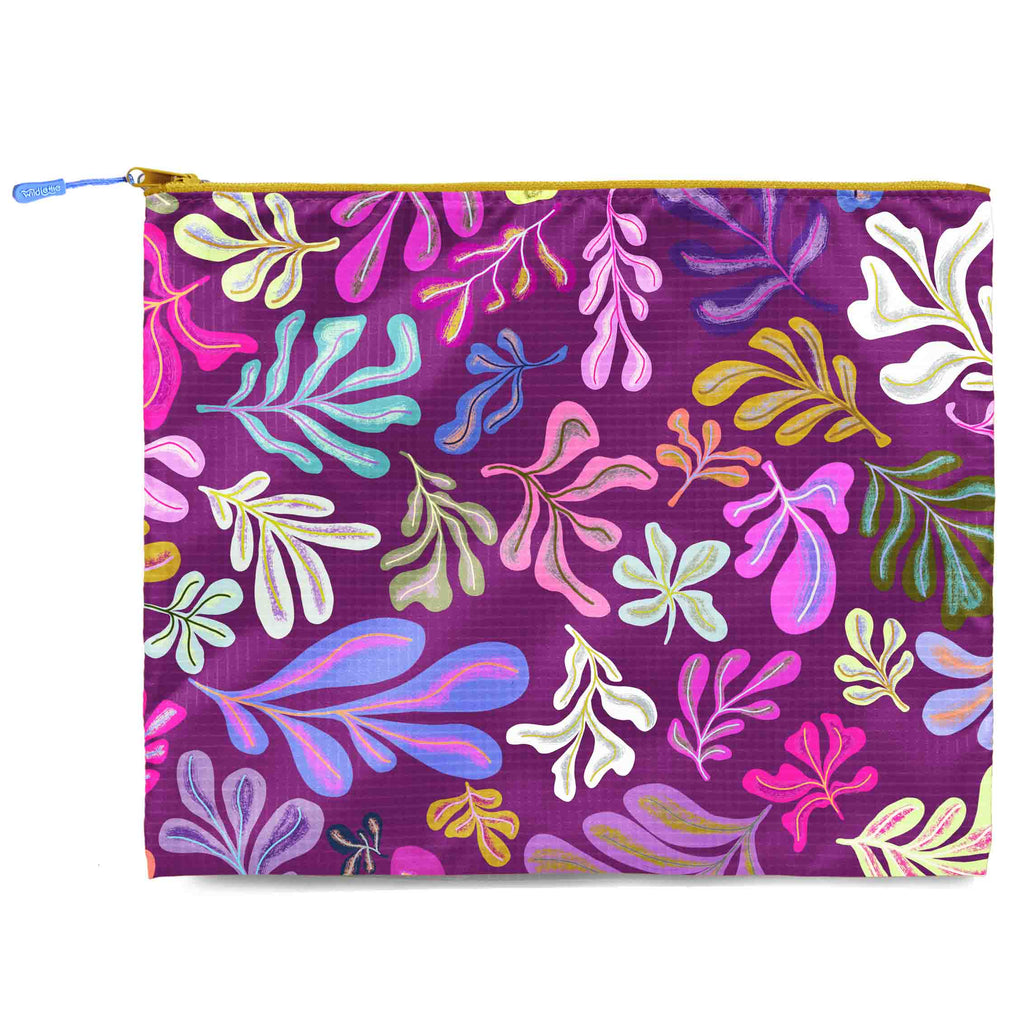 Purple Floral Recycled Large Zip Bag - Freshie & Zero Studio Shop