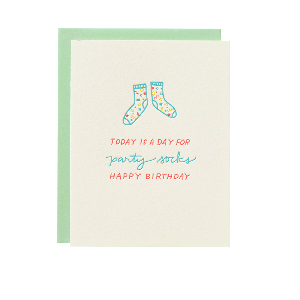 Party Socks Letterpress Birthday Card - Freshie & Zero Studio Shop