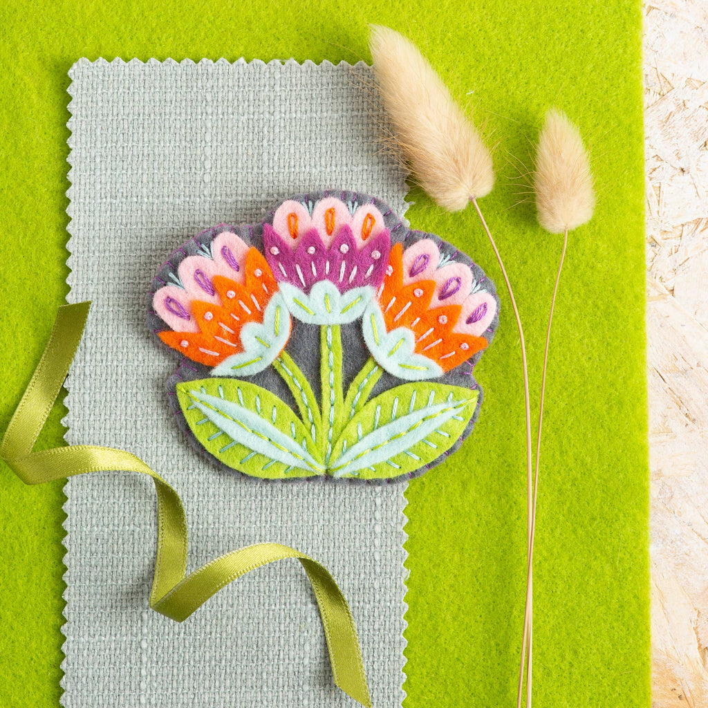 Marianne Flower Felt Craft Brooch Kit | Complete Craft Kit - Freshie & Zero Studio Shop