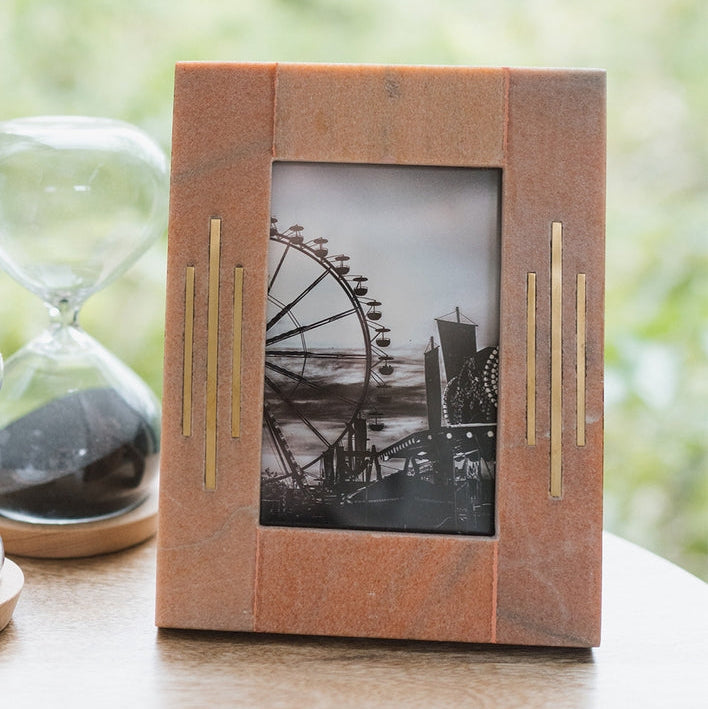 Jaipuri Pink Carved Marble 4x6 Picture Frame - Freshie & Zero Studio Shop