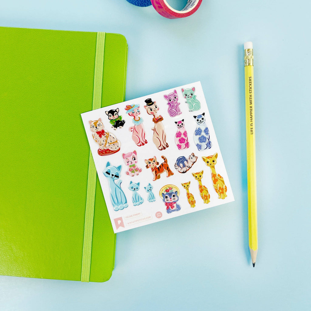 Feline Finery Retro Cats Sticker Sheet by Pipstickers - Freshie & Zero Studio Shop