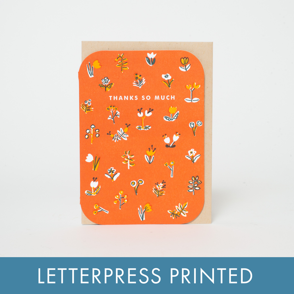 Thank You Little Flowers Letterpress Greeting Card by Egg Press: Paper tab - Freshie & Zero Studio Shop