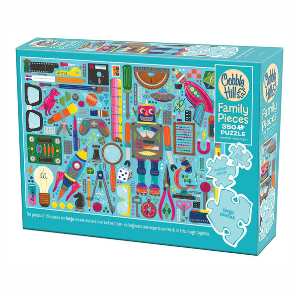 Nerdy Junk Drawer - 350pc Family Jigsaw Puzzle - Freshie & Zero Studio Shop