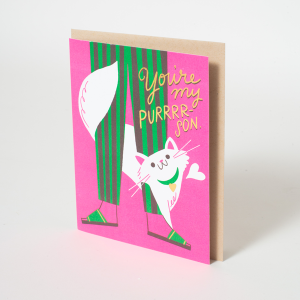 Cat Love Punny Letterpress Greeting Card - Freshie & Zero Studio Shop