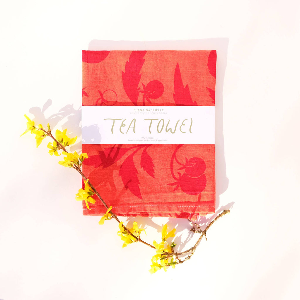 Tomato Tea Towel - Bestselling Bright Absorbent Linen - Freshie & Zero Studio Shop
