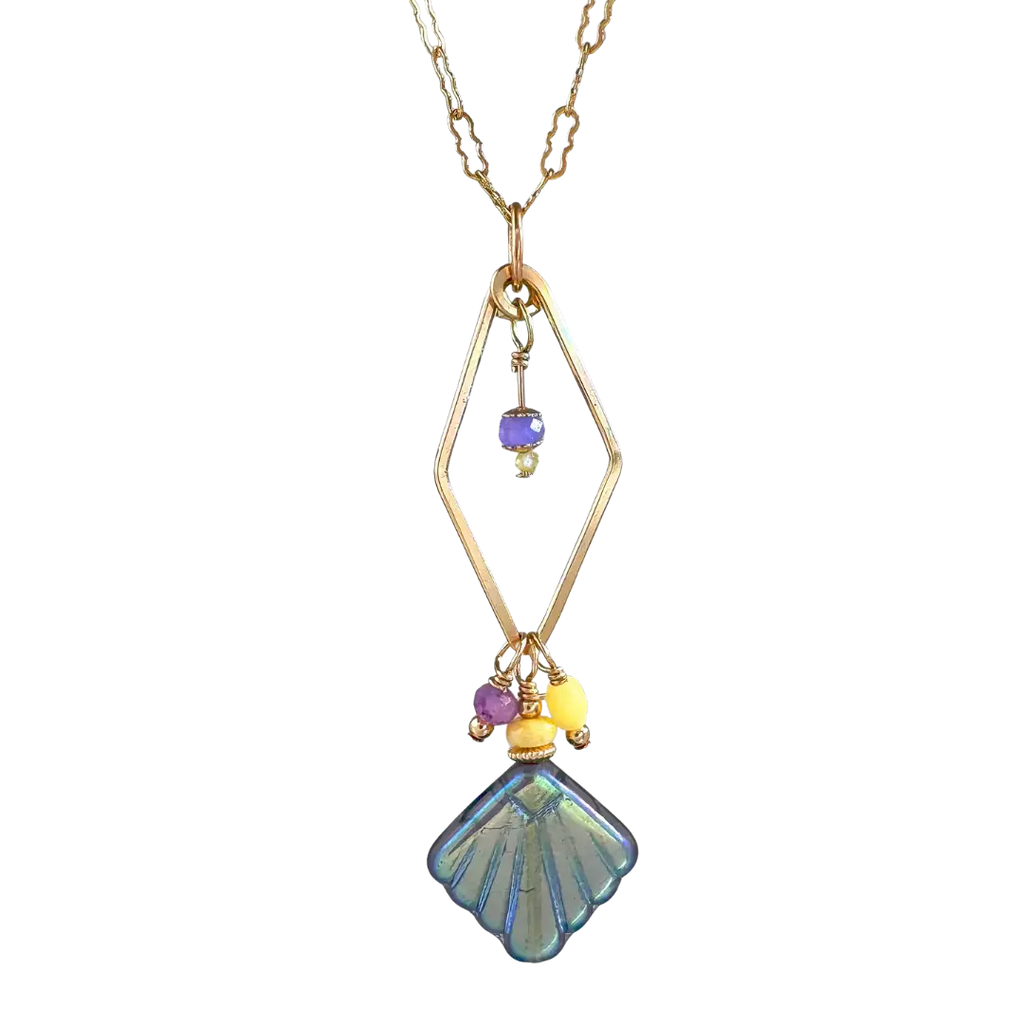 Lilac Purple Art Deco Tile Necklace - Freshie & Zero Studio Shop