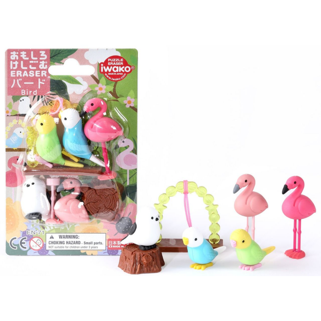 Iwako Bird Puzzle Erasers Set of 7 - Freshie & Zero Studio Shop