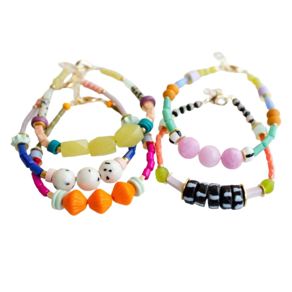 Zinnia Colorful Beaded Stacking Bracelets by Jill Makes - Freshie & Zero Studio Shop