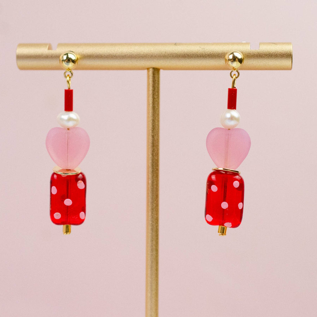 Valentina Polka Dot Heart Earrings - Freshie & Zero Studio Shop