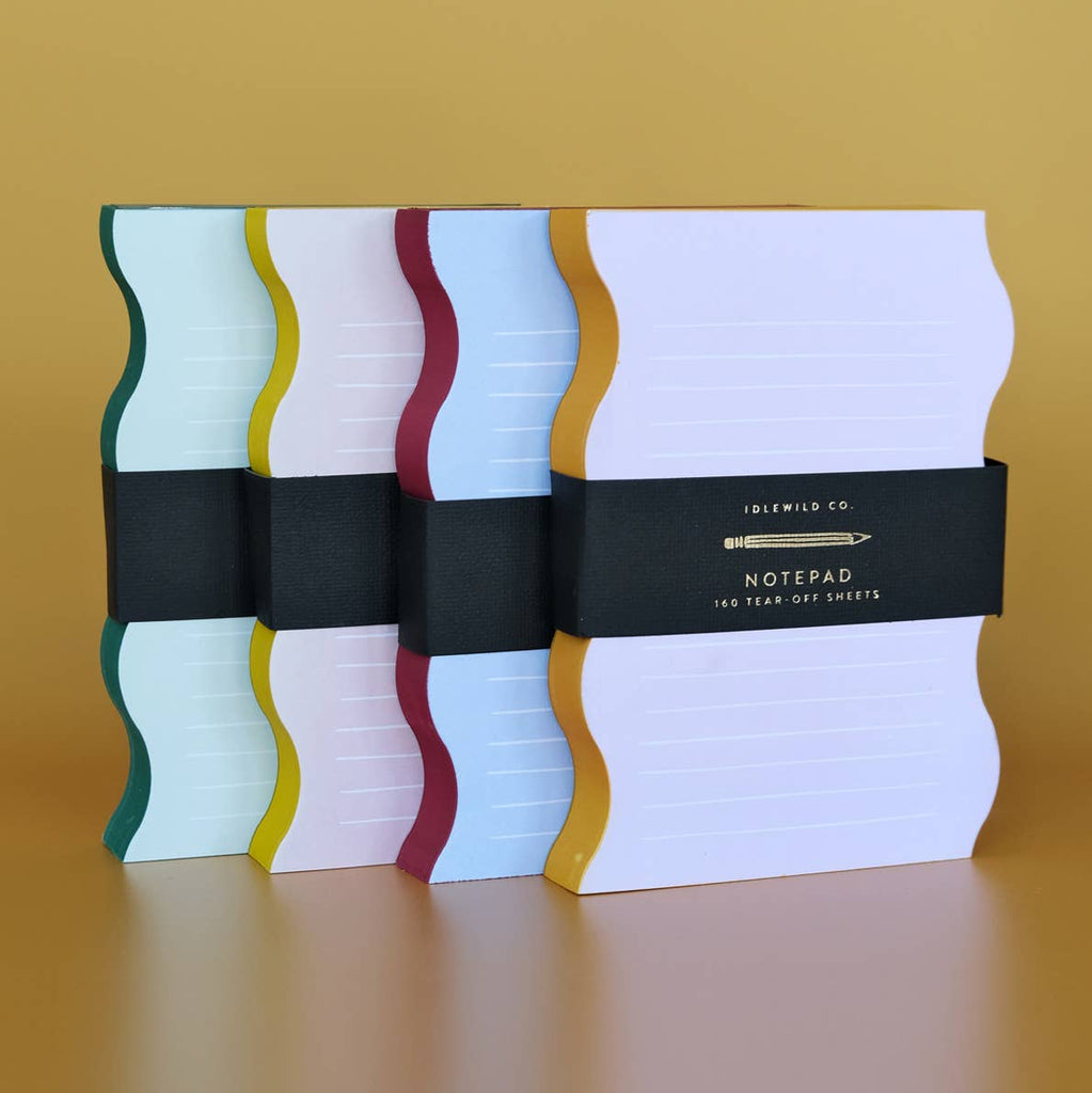 Wavy Shaped Notepad | Mint + Evergreen Edge - Freshie & Zero Studio Shop