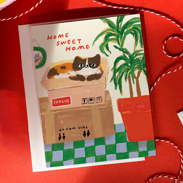 Cat New Home Housewarming Card - Freshie & Zero Studio Shop