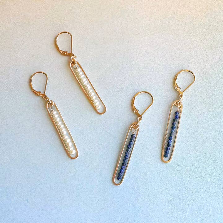 lyric earrings with white pearls - Freshie & Zero Studio Shop