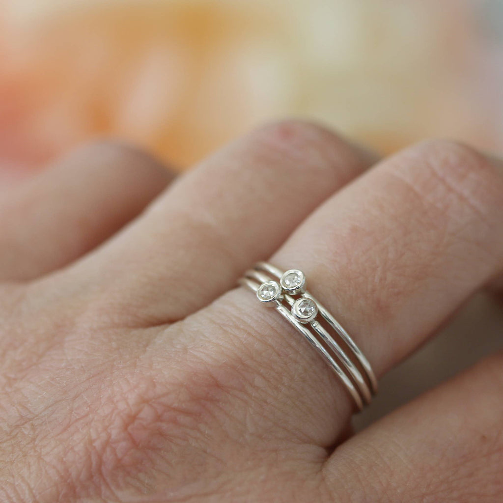 Silver Rose Cut Diamond Fleck Ring by Christina Kober - Freshie & Zero Studio Shop