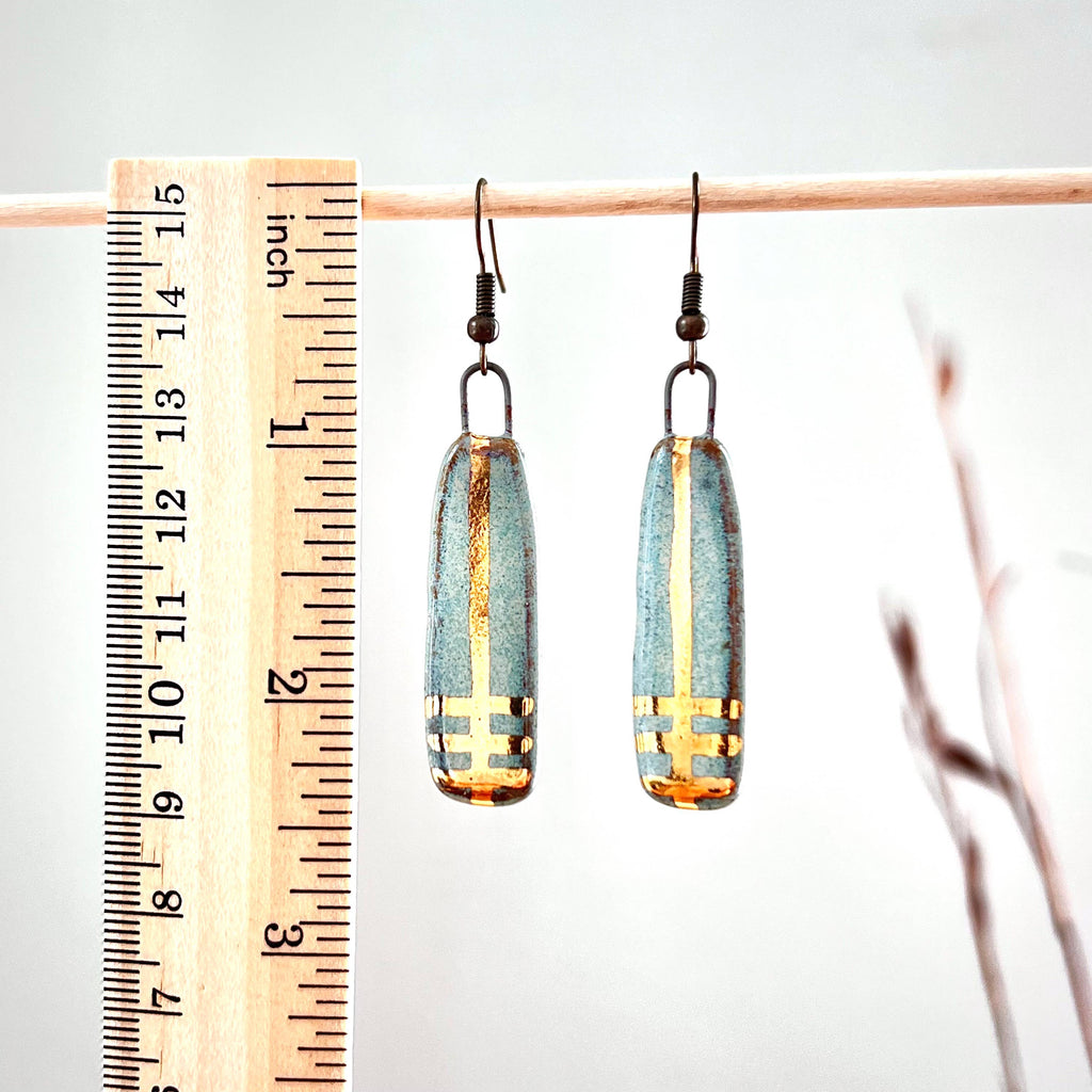 Turquoise Long Line Designed Earrings - Freshie & Zero Studio Shop