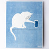 Curious White Cat - 11"x14" Risograph Print - Freshie & Zero Studio Shop