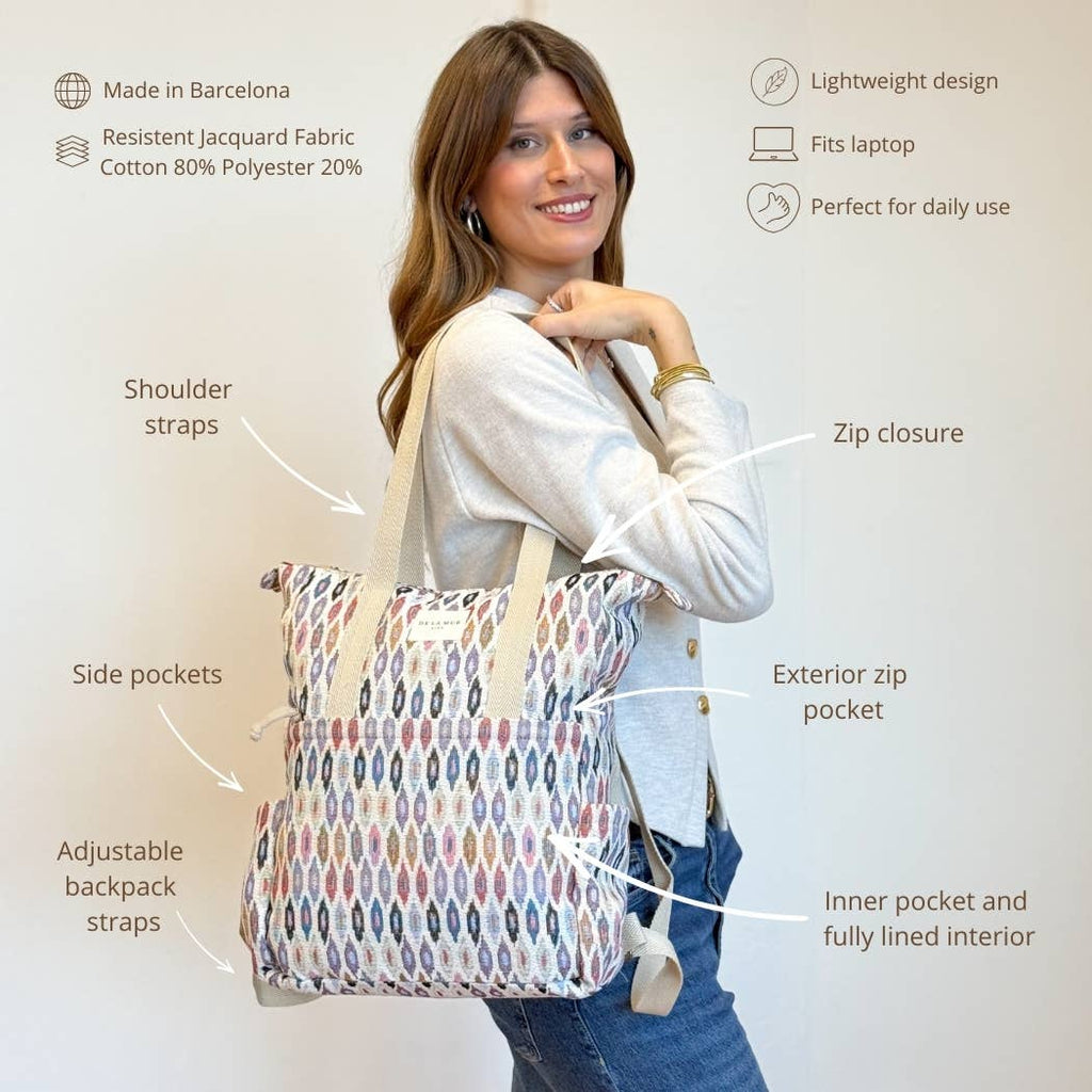 Convertible Shoulder Bag/Backpack: Boho Geometric - Freshie & Zero Studio Shop